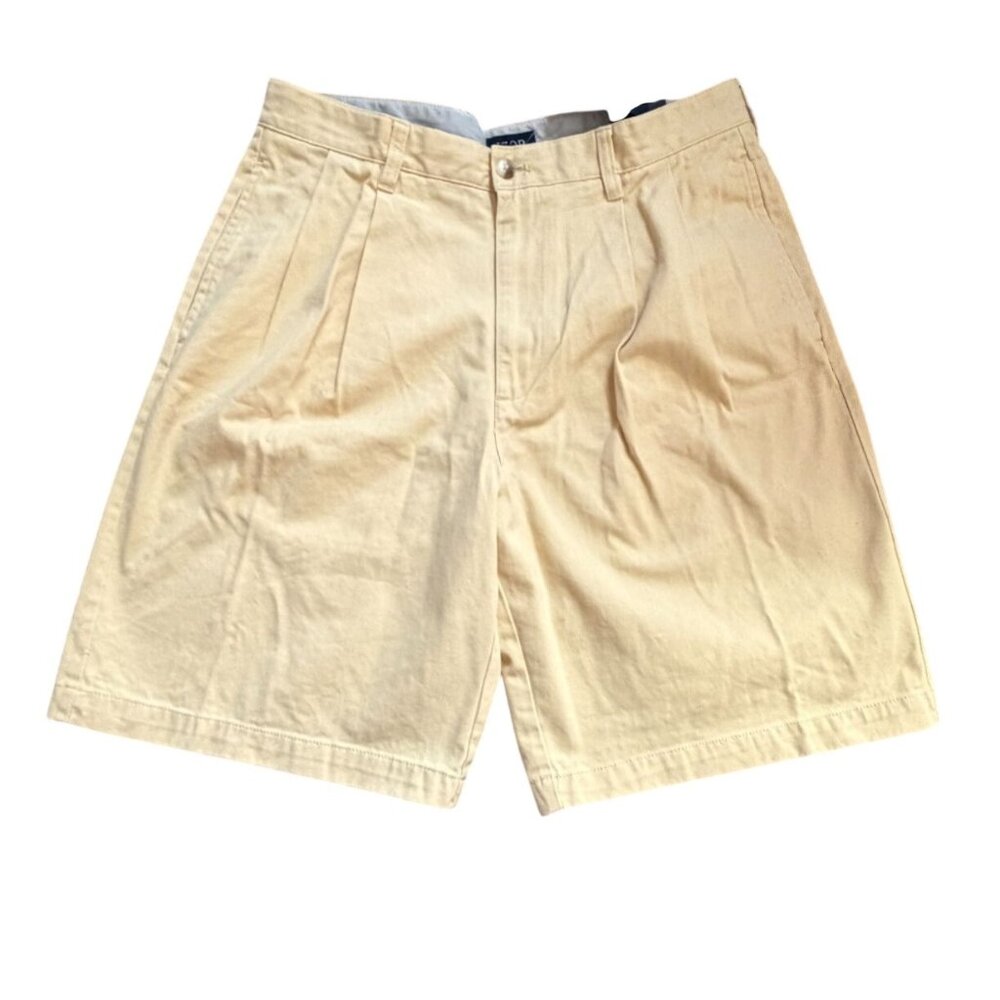IZOD Mens Pleated Chino Shorts-Yellow=Size 32-NWT
